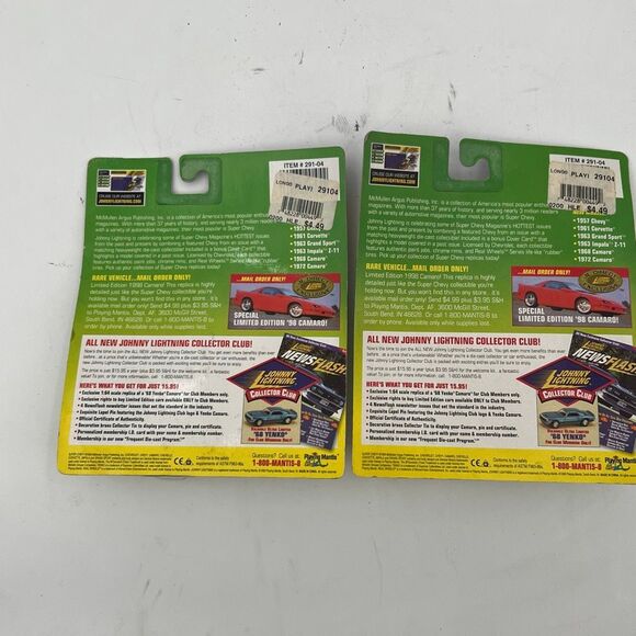 NWT Set Of 2 Johnny Lightning Super Chevy Camaro Impala Z-11 Diecast Cars - Picture 2 of 2